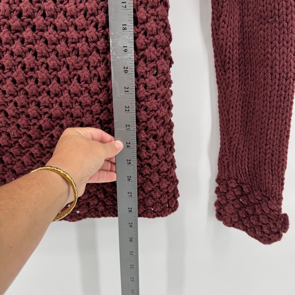 VTG Pure Vida Women's Whimsical Cuffed‎ Sleeve Burgundy Cozy Knit Cardigan - Picture 8 of 11